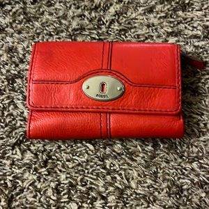 Red Leather Fossil Wallet